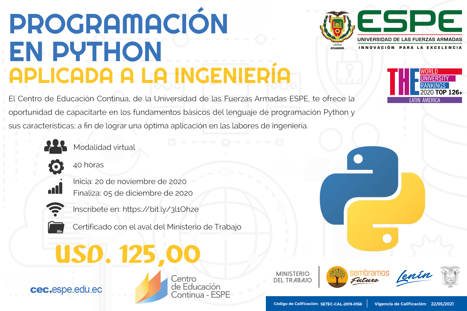 Curso Programación Phyton aplicada a Ingeniería, ESPE