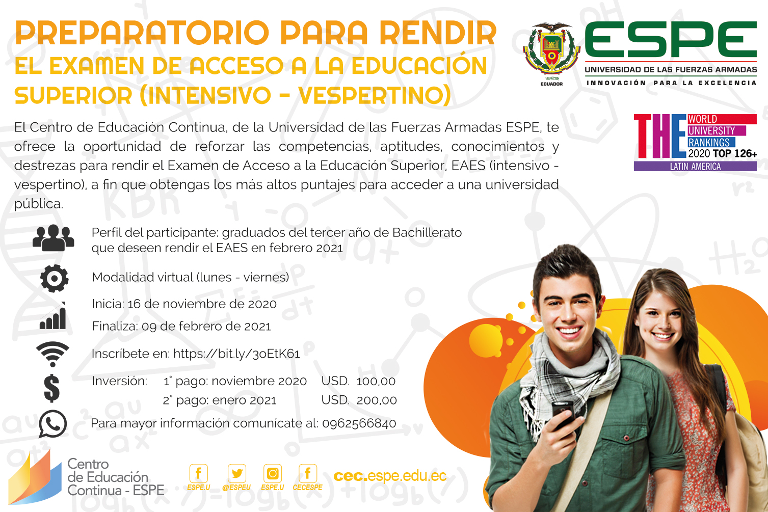 Curso acceso a educación superior régimen costa, ESPE