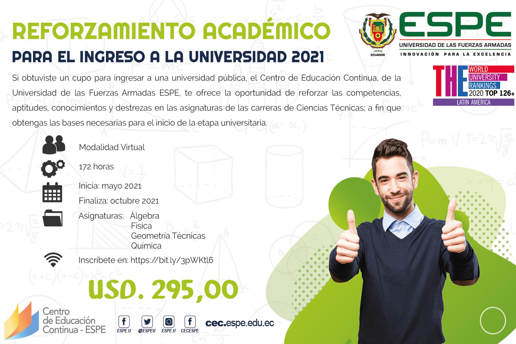 Reforzamiento académico para el ingreso a la universidad 2021-Ciencias Técnicas, ESPE